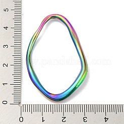 イオンプレーティング（IP）304ステンレス鋼リンクリング  不規則な楕円形  虹色  46x29.5x5.5mm  内径：40x23mm&nbsp;STAS-C079-18M