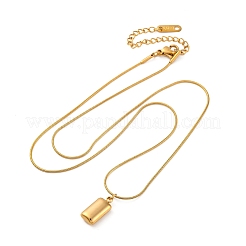 304 Stainless Steel Rectangle Pendant Snake Chain Necklaces for Women Men&nbsp;EJEW-Z044-02G