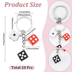 20Pcs Opaque Resin Dice Keychains&nbsp;KEYC-SC00023