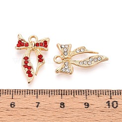 合金ラインストーンペンダント  蝶結び  ゴールドカラー  ミックスカラー  23x14x3mm  穴：1.8mm&nbsp;PALLOY-T092-22G