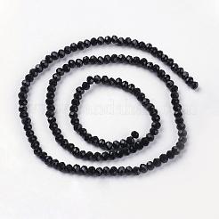 模造クリスタルガラスビーズ  ロンデル  ジェット  多面カット  サイズ：直径約4.5mm  厚さ3.5mm  穴：0.8~1mm  約105~110個/連  38~39cm&nbsp;GLAA-D030-14