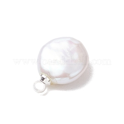 Natural Keshi Pearl Flat Round Charms&nbsp;PALLOY-JF05077-02