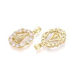 Brass Micro Pave Clear Cubic Zirconia Pendants&nbsp;KK-N259-04G