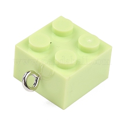 樹脂チャーム  プラチナ鉄ループ付き  おもちゃのレンガ  ミックスカラー  21x15.5x11mm  穴：2.6mm&nbsp;RESI-E017-AM