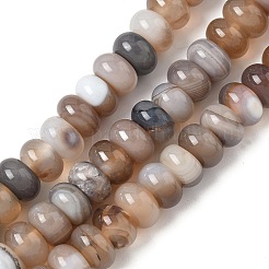 天然石瑪瑙ビーズ連売り  染め＆加熱  ロンデル  淡い茶色  8~8.5x4.5~5.5mm  穴：1.4mm  約41個/連  7.40~7.48''（18.8~19センチメートル）&nbsp;G-H295-C03-18