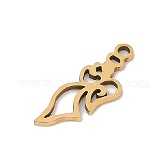 ステンレスペンダント201個  エンジェルチャーム  18KGP本金メッキ  18x6.5x1mm  穴：1.4mm&nbsp;STAS-F316-11G