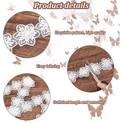 2 Styles Flower & Butterfly Organza Lace Trim with Resin Imitation Pearl Beads&nbsp;OCOR-PH0004-62
