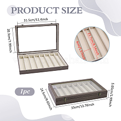 8-Slot MDF Covered with PU Leather Pen Organizer Display Cases with Acrylic Window Lid&nbsp;ODIS-WH0086-232A-01