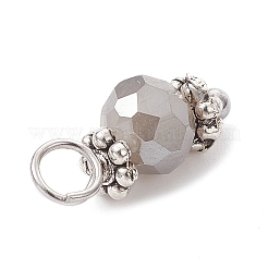 ガラスチャーム  アンティークシルバー合金ループ付き  ファセットロンデル  ミックスカラー  13.5x6mm  穴：3mm&nbsp;PALLOY-JF02425