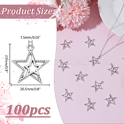チベット風アロイペンダント100個  スター  アンティークシルバー  23x20.5x2mm  穴：1.5mm  100個/セット&nbsp;FIND-HY0004-62
