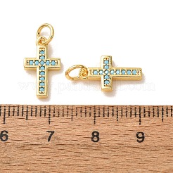 Brass Micro Pave Sky Blue Cubic Zirconia Charms&nbsp;CU-CBA9AB3-41G