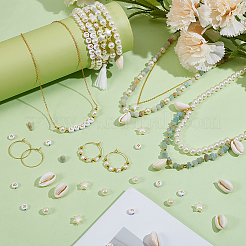 DIYイヤリング作成キット  プラスチック、真鍮、天然花のアマゾナイトチップビーズを含む  透明な弾性クリスタルスレッド  真鍮フープピアスパーツ  合金製カニカン  ミックスカラー  7x4mm  穴：1.8mm&nbsp;DIY-NB0015-27