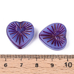 手作りランプワークビーズ  ハート  モデナメタルエンレース  紫色のメディア  18x18.5x5.5~6mm  穴：1.4~1.5mm&nbsp;X-LAMP-N036-18