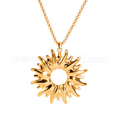 Vintage 304 Stainless Steel Sunflower Pendant Necklaces for Women&nbsp;KZ0138-2