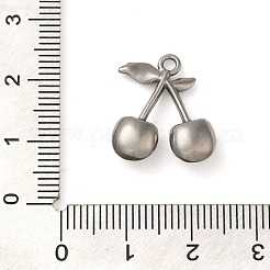 304ステンレスペンダント  チェリーチャーム  ステンレス鋼色  19x16x5mm  穴：1.8mm&nbsp;STAS-M070-26P