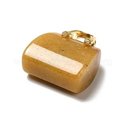 Natural Topaz Jade Brass Pendants&nbsp;KK-E274-01G-16