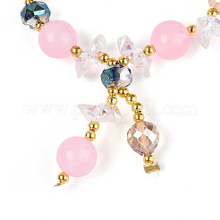 Natural Chalcedony and Glass Beads Charm Bracelets&nbsp;BJEW-T022-14E