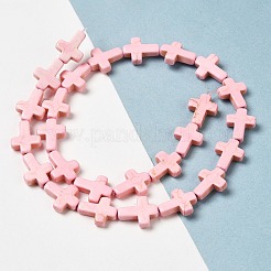 合成ターコイズ染色ビーズ連売り  宗教クロス  ミスティローズ  15.5x12x4mm  穴：1.4mm  約24~26個/連  14.96''~16.14''（38~41センチメートル）&nbsp;G-P507-06C