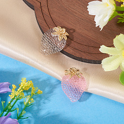 2 個 2 色の合金樹脂ペンダント  イチゴのチャーム  ゴールドカラー  ミックスカラー  26x18x6mm  穴：1.8mm  1pc /カラー&nbsp;CRES-TA0001-53