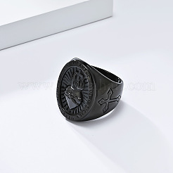 男性用304ステンレススチール製指輪  神聖な心  ブラック  usサイズ11（20.6mm）&nbsp;FS-WG65E50-14