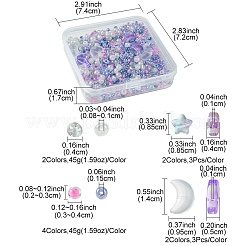 12Pcs 4 Style Moon & Star Transparent Spray Painted Glass Beads&nbsp;GLAA-FS0001-67