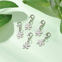 5Pcs Clover 201 Stainless Steel Pendant Decorations&nbsp;SA-CJ81B3