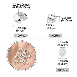 300 個 3 スタイル鉄 & 真鍮つぶし玉カバー  銀  2~3x2~3mm  穴：1.2~1.5mm  100個/スタイル&nbsp;KK-YW0002-16