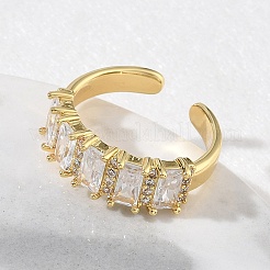 Brass Micro Pave Cubic Zirconia Cuff Open Rings for Women&nbsp;RJEW-L343-16G-04
