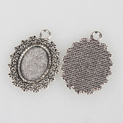 Tibetan Style Alloy Pendant Cabochon Settings&nbsp;TIBEP-N003-29AS