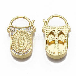 Brass Micro Pave Clear Cubic Zirconia Pendants&nbsp;ZIRC-R110-007-NF