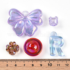 透明UVメッキアクリルビーズ  虹色の  混合図形  ミックスカラー  10~34.5x13.5~43x5.5~22mm  穴：2~4mm&nbsp;OACR-T028-35-1