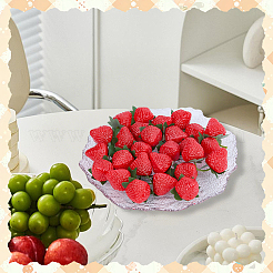 プラスチック製の模型イチゴ50個  模造果物  ショーケース＆写真小道具用  レッド  59x33x32mm&nbsp;AJEW-SP0003-60