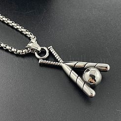 Trendy Unisex 304 Stainless Steel Baseball Pendant Necklaces&nbsp;SI5647