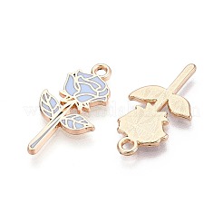 合金エナメルチャーム  ラックめっき  花のチャーム  ゴールドカラー  ライトスチールブルー  22x12x1mm  穴：1.6mm&nbsp;ENAM-T022-86C-G