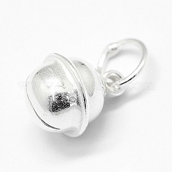 スターリングシルバーベルチャーム  真鍮  銀  8x7mm  穴：3.5mm&nbsp;X-STER-G013-20S