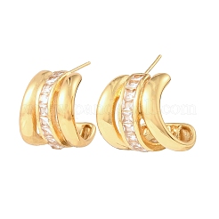 304 Stainless Steel & Clear Cubic Zirconia Stud Earrings&nbsp;SA-G003-03G