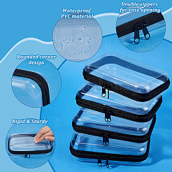 透明なペット用デスクトップ収納ジッパーボックス6個  長方形  ブラック  19x11x5cm&nbsp;ABAG-WA0001-44B