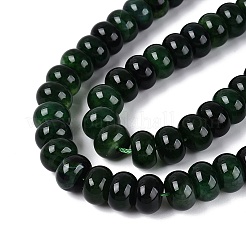 天然石瑪瑙ビーズ連売り  滑らかなロンデル  染め  濃い緑  12x7.5mm  穴：0.5~1.2mm  約48~56個/連  14.17~16.73インチ（36~42.5cm）&nbsp;G-Q613-02B-05