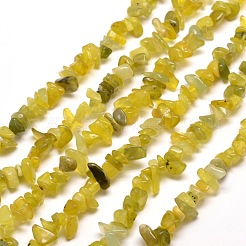 天然オリーブ翡翠チップビーズ連売り  5~8x5~8mm  穴：1mm  約31.5インチ&nbsp;X-G-M205-30