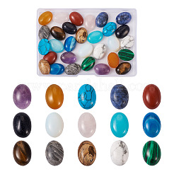 30pcs 15 Style Natural & Synthetic Gemstone Cabochons&nbsp;G-KS0001-08