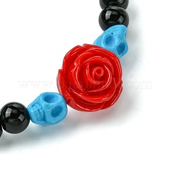 Halloween Theme 8.5mm Synthetic Black Stone Beaded Stretch Bracelets&nbsp;BJEW-JB10882-02