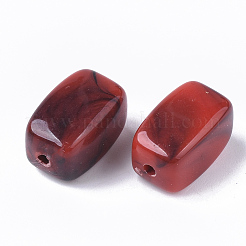 アクリルビーズ  天然石風  直方体の  ファイヤーブリック  13x7.5x7.5mm  穴：1.6mm&nbsp;X-OACR-N130-016E