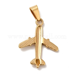 PVD真空メッキ201ステンレススチールペンダント  長持ちメッキ  飛行機  ゴールドカラー  26x20x2mm  穴：6x3mm&nbsp;X-STAS-P314-19G