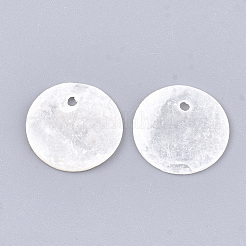 カピスシェルペンダント  フラットラウンド  ホワイトスモーク  15x0.5~1.5mm  穴：1.2~1.4mm&nbsp;X-SHEL-S274-71B