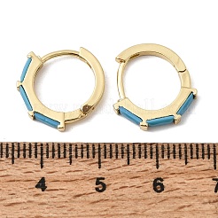 真鍮パヴェキュービックジルコニアフープピアス  ラックめっき  長持ちメッキ  カドミウムフリー＆鉛フリー  18KGP本金メッキ  ディープスカイブルー  15.5x2.5mm&nbsp;EJEW-G471-09G-03