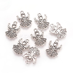 40pcs2スタイルチベットスタイルアロイペンダント  鉛フリー＆カドミウムフリー  天使  アンティークシルバー  19~20x14~19x1~3mm  穴：1.5~2mm  20個/スタイル&nbsp;TIBEP-FP0001-05