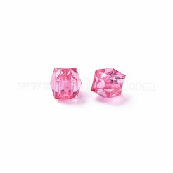 透明なアクリルビーズ  多面カット  正方形  サクランボ色  5.5x5.5x5.5mm  穴：1.8mm  約4485個/500g&nbsp;MACR-S373-112A-B05