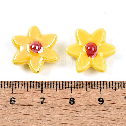 手作り陶器ビーズ連売り  花  パールカラーの  きいろ  16.5~17x15.5~16x6.5~7mm  穴：1.5mm  約20個/連  12.99インチ（33cm）&nbsp;PORC-N008-10I
