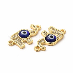 Rack Plating Real 18K Gold Plated Brass Micro Pave Clear Cubic Zirconia Connector Charms&nbsp;ZIRC-L102-05G-03