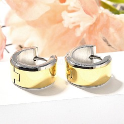 女性用304ステンレスフープピアス  316サージカルステンレススチール製耳ピン付き  イオンプレーティング（ip）  リング  ゴールデン·ステンレス鋼色  13.5x7mm&nbsp;EJEW-C096-47GP